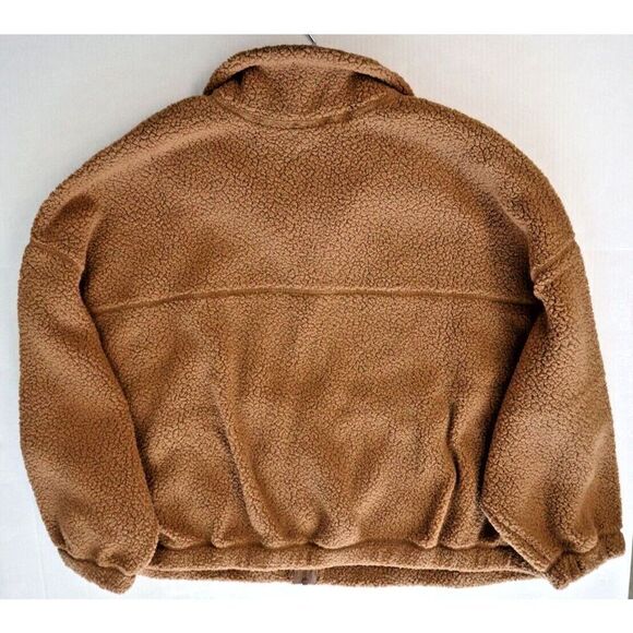 Old Navy Women's Sz 2X Braised Tofu Brown Slouchy Sherpa Full Zip Jacket - Picture 8 of 8